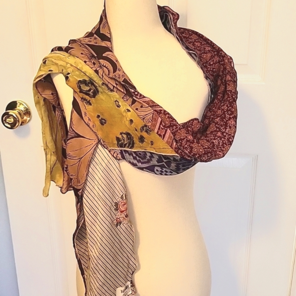 Silk multi media ruffle scarf. Vi tage silk.